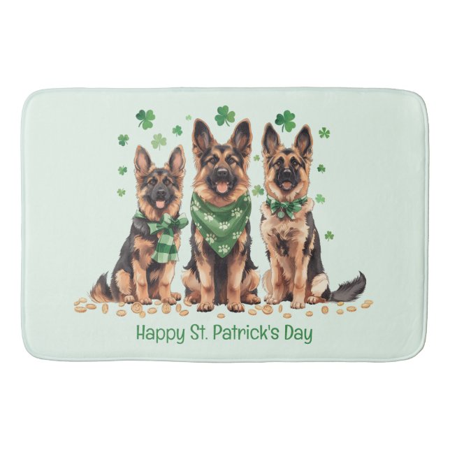Lycklig St. Patrick's Day German Shepherd Hundar Badrumsmatta (Framsidan)
