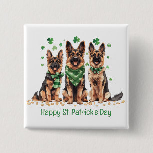 Lycklig St. Patrick's Day German Shepherd Hundar Knapp