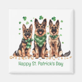 Lycklig St. Patrick's Day German Shepherd Hundar Magnet