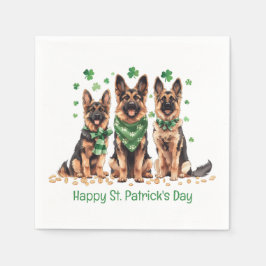 Lycklig St. Patrick's Day German Shepherd Hundar Pappersservett