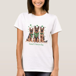 Lycklig St. Patrick's Day German Shepherd Hundar T Shirt