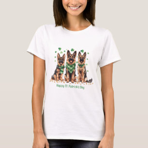 Lycklig St. Patrick's Day German Shepherd Hundar T Shirt
