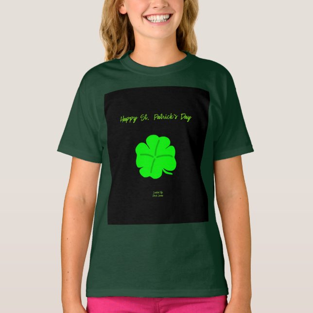 Lycklig St. Patrick's Day Girls Deep Forest T Shir T Shirt (Framsida)