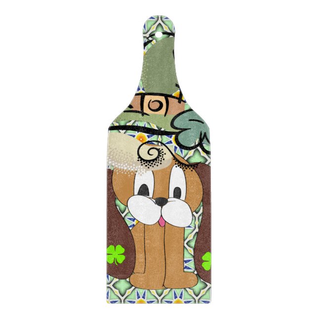 Lycklig St. Patrick's Day Glass Caking Board Hund (Framsidan)