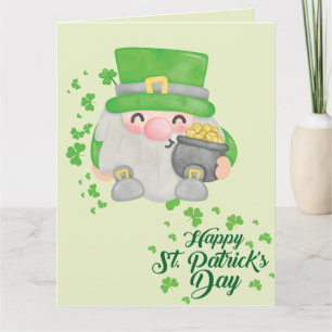 lycklig st patricks day gnome kort