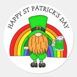 Lycklig St patrick's day | Gnome Leprechaun Runt Klistermärke
