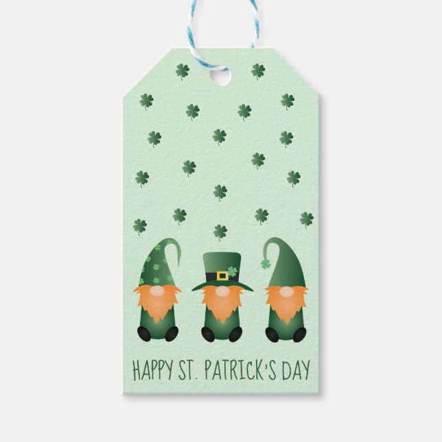 Lycklig St patricks day Gnome Mönster Presentetikett (Framsidan)