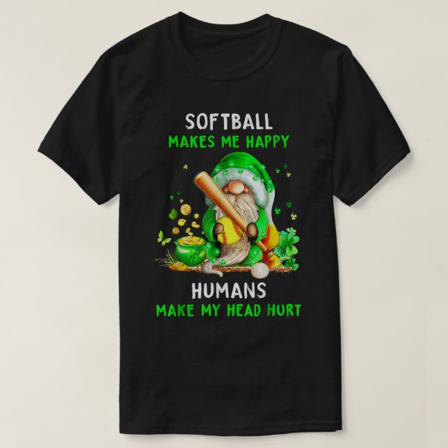 Lycklig St patrick's day Gnome Shamrock with Softb T Shirt (Design framsida)