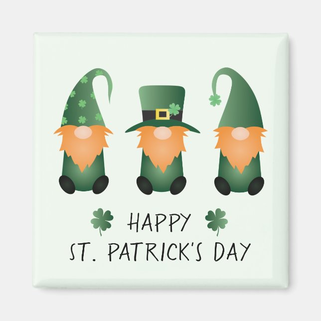 Lycklig St patricks day Gnomes Grönt Magnet (Framsidan)
