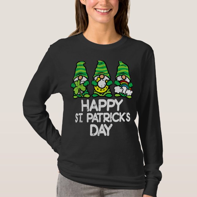Lycklig St patricks day Gnomes Saint Paddys Pattys T Shirt (Framsida)