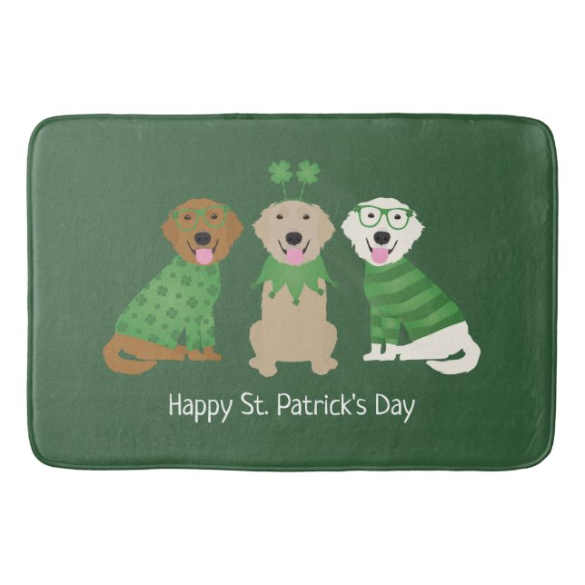 Lycklig St patricks day Golden Retriever Hundar Badrumsmatta (Framsidan)