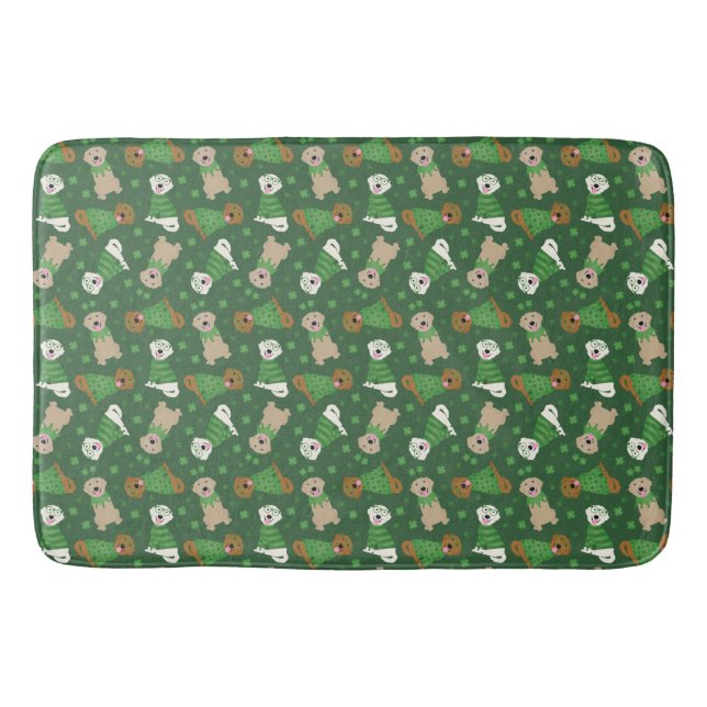 Lycklig St patricks day Golden Retriever Hundar Badrumsmatta (Framsidan)
