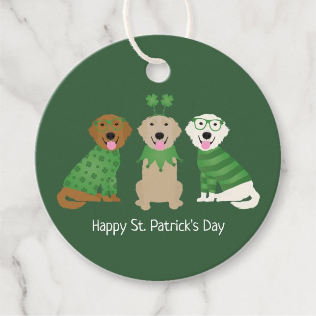 Lycklig St patricks day Golden Retriever Hundar Gåvor Etiketter (Framsida)