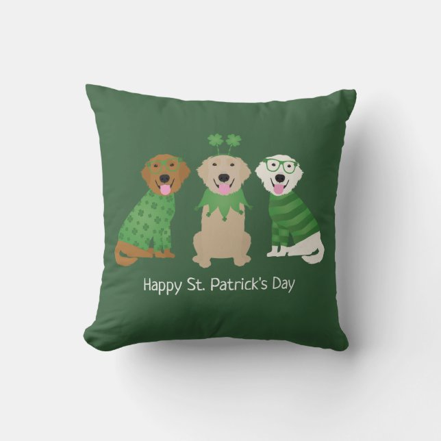 Lycklig St patricks day Golden Retriever Hundar Kudde (Framsida)