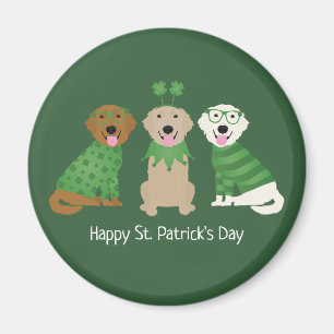 Lycklig St patricks day Golden Retriever Hundar Magnet
