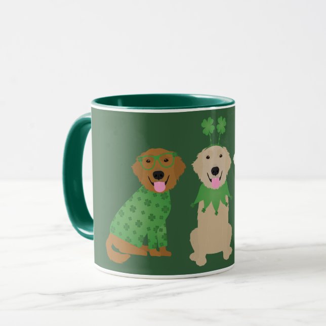 Lycklig St patricks day Golden Retriever Hundar Mugg (Framsida vänster)