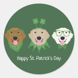 Lycklig St patricks day Golden Retriever Hundar Runt Klistermärke