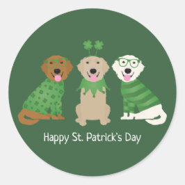 Lycklig St patricks day Golden Retriever Hundar Runt Klistermärke