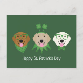 Lycklig St patricks day Golden Retriever Hundar Vykort