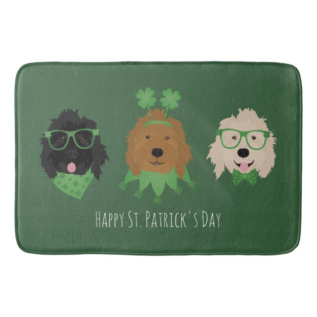 Lycklig St patricks day Goldendoodle Hundar Badrumsmatta (Framsidan)