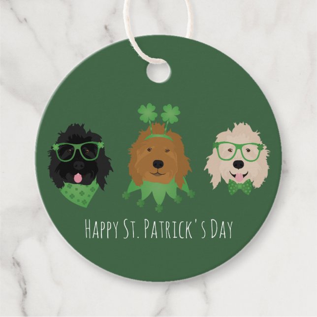 Lycklig St patricks day Goldendoodle Hundar Gåvor Etiketter (Framsida)