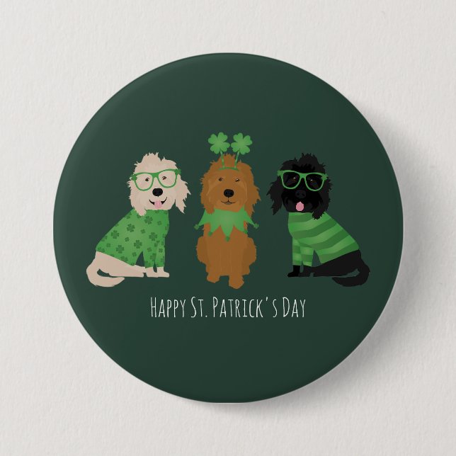 Lycklig St patricks day Goldendoodle Hundar Knapp (Framsida)