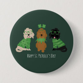 Lycklig St patricks day Goldendoodle Hundar Knapp