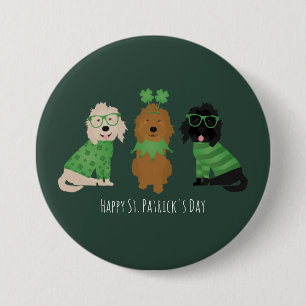 Lycklig St patricks day Goldendoodle Hundar Knapp