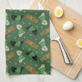 Lycklig St patricks day Goldendoodle Hundar Kökshandduk