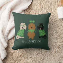 Lycklig St patricks day Goldendoodle Hundar Kudde