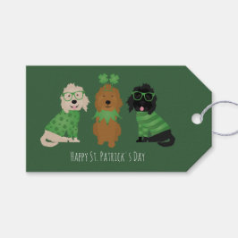 Lycklig St patricks day Goldendoodle Hundar Presentetikett