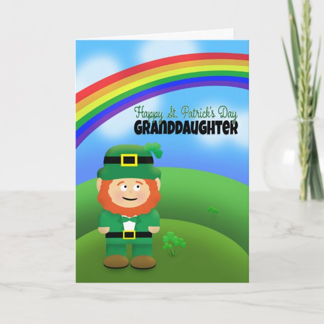 Lycklig St patrick's day Granddotter Leprechaun Helgkort (Framsida)