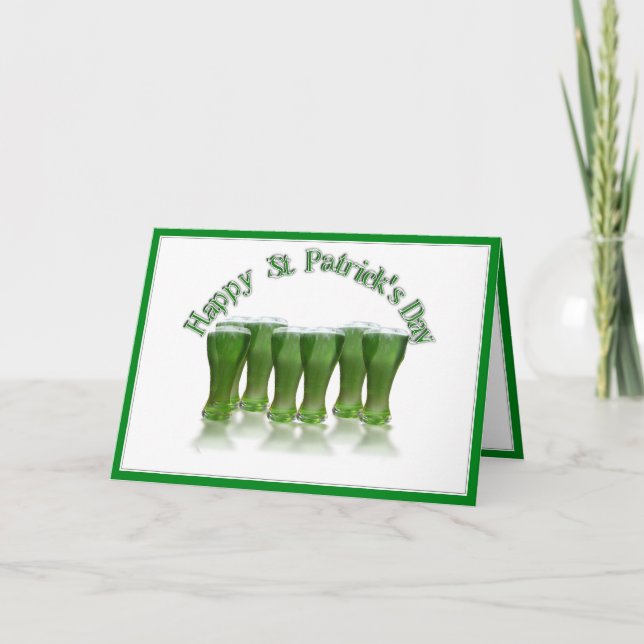 Lycklig St patrick's day Grönt Beer Kort (Framsida)