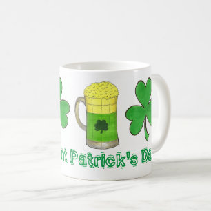Lycklig St. Patrick's Day Grönt Beer Shamrock Kaffemugg
