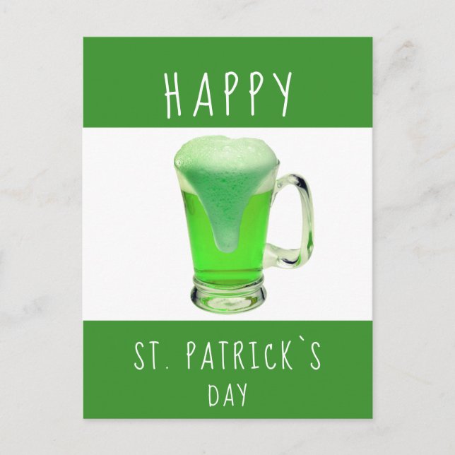 Lycklig St. Patrick's day Grönt Beer Vykort (Framsida)