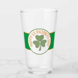 Lycklig St patrick's day Grönt Gingham Shamrock Glaskopp