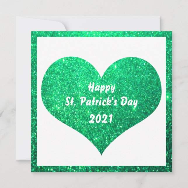 Lycklig St patrick's day Grönt Glitter Hjärtat Cut Kort (Framsida)