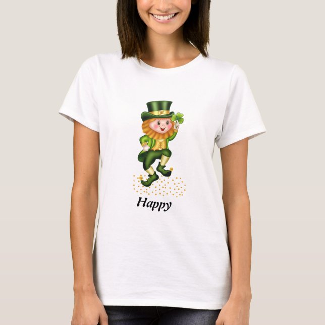 Lycklig St patrick's day Grönt Gnome T-Shirt (Framsida)
