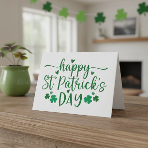 Lycklig St. Patrick's Day Grönt Hearts Anpassnings Helgkort