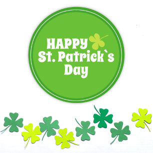 Lycklig St Patrick's day Grönt Lucky Shamrock Runt Klistermärke