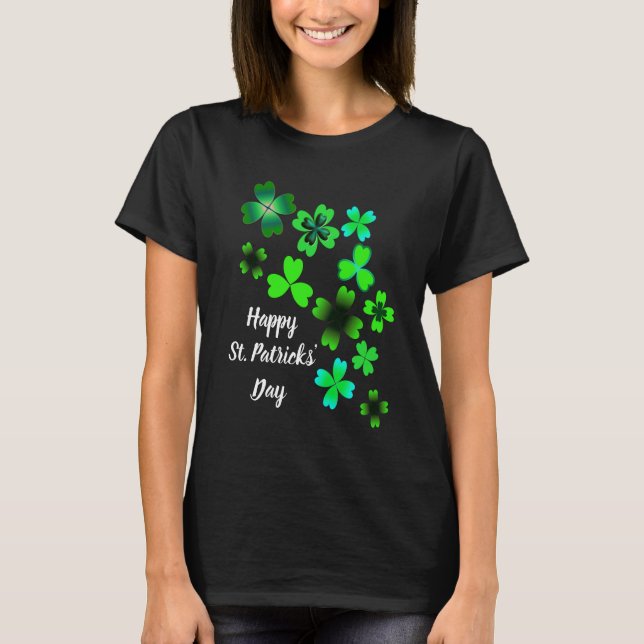 Lycklig St. Patricks Day, Grönt Lucky Shamrock T Shirt (Framsida)