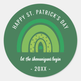 Lycklig St patricks day Grönt Rainbow Irish Shamro Runt Klistermärke