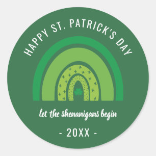 Lycklig St patricks day Grönt Rainbow Irish Shamro Runt Klistermärke