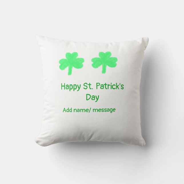 Lycklig St. Patrick's day grönt shamrock löv add n Kudde (Framsida)