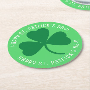 Lycklig St. Patrick's Day Grönt Shamrock Underlägg Papper Rund