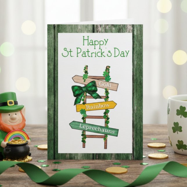 Lycklig St. Patrick's Day Grönt WoodPostcard Helgkort (Skapare uppladdad)