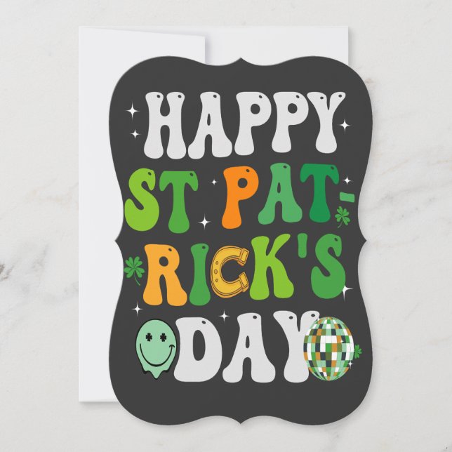 Lycklig St patrick's day Groovy Retro Disco Boll (Framsida)