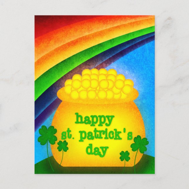 Lycklig St. Patrick's Day - Guld Vykort (Framsida)
