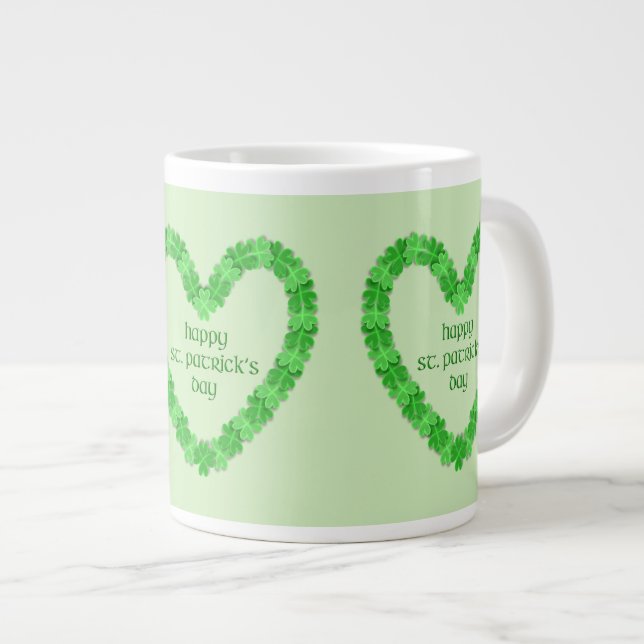 Lycklig St. Patricks Day Heart Jumbo Mugg (Framsida höger)