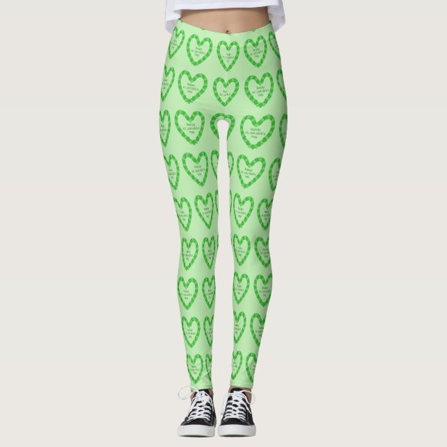 Lycklig St. Patricks Day Heart Leggings (Framsida)